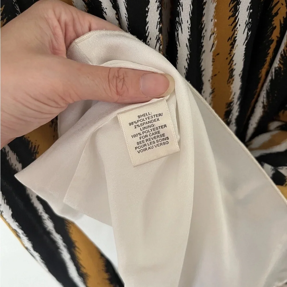 Ronny Kobo Sallee Elegant Striped Tiger Print Deep V-Neck Maxi Dress SXS NWOT - Picture 13 of 15